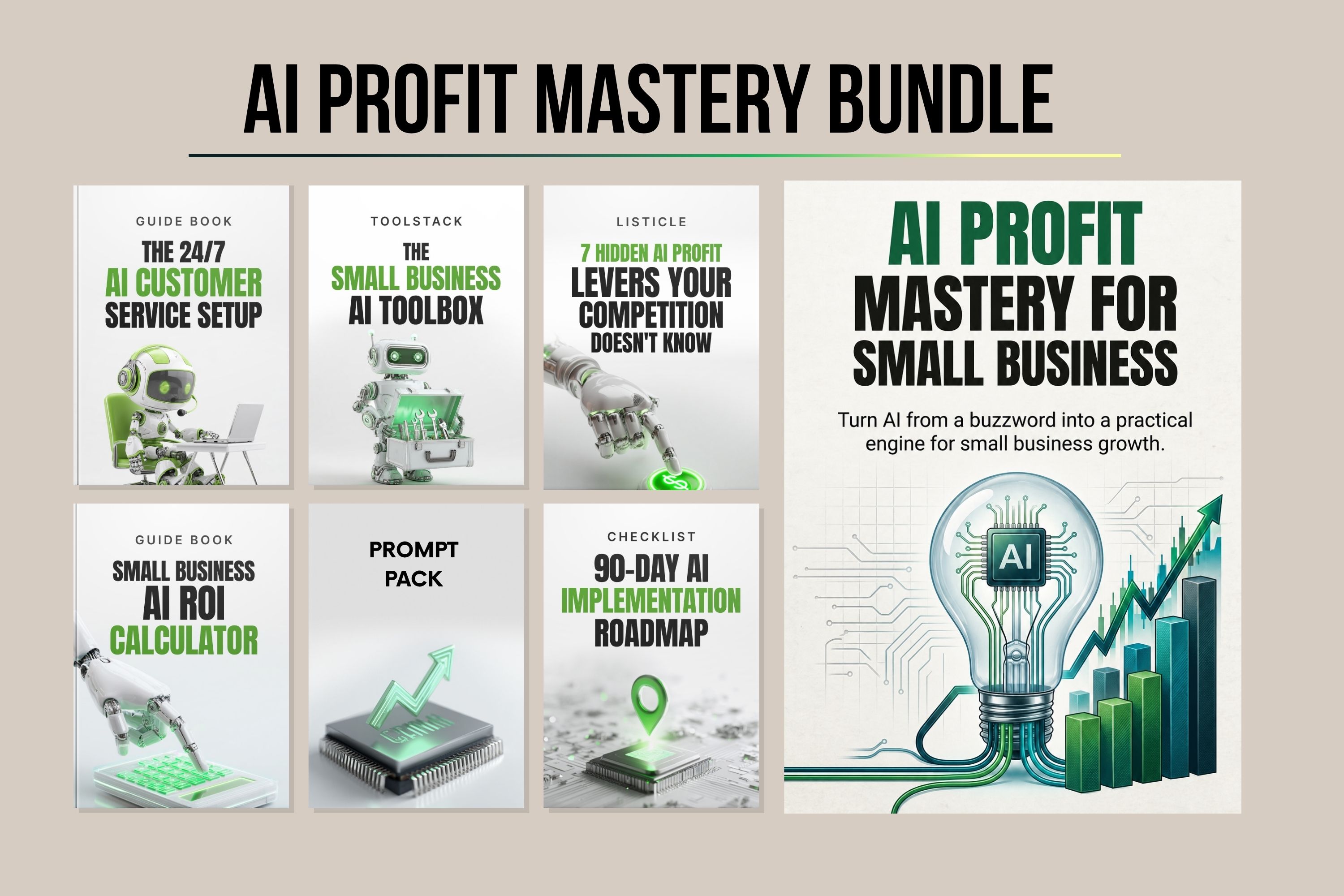 AI Profit Mastery for Small Business AI automation guide bundle mockup